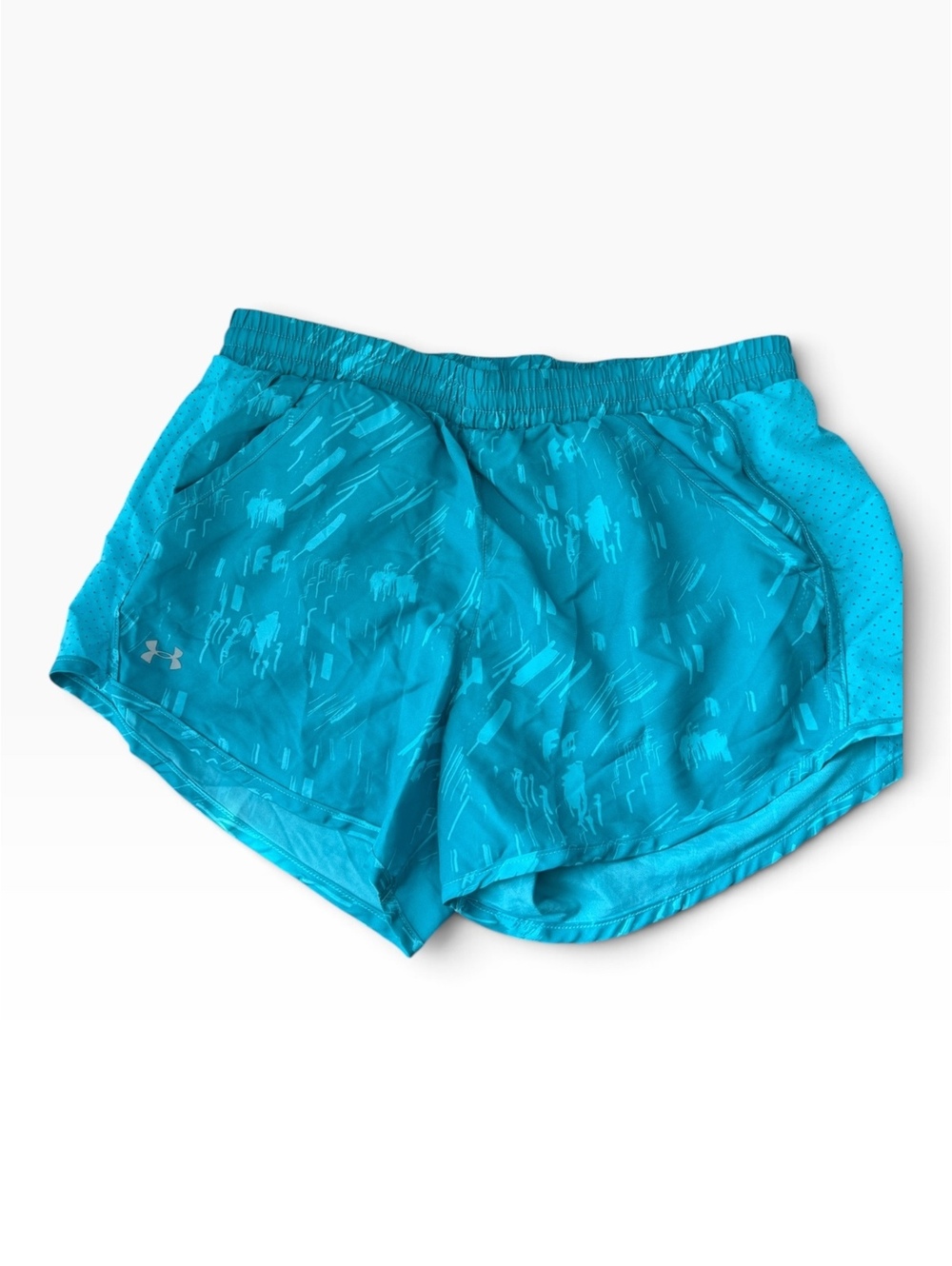 Under Armour Turquoise Printed HeatGear Running Shorts - Women's Size Small